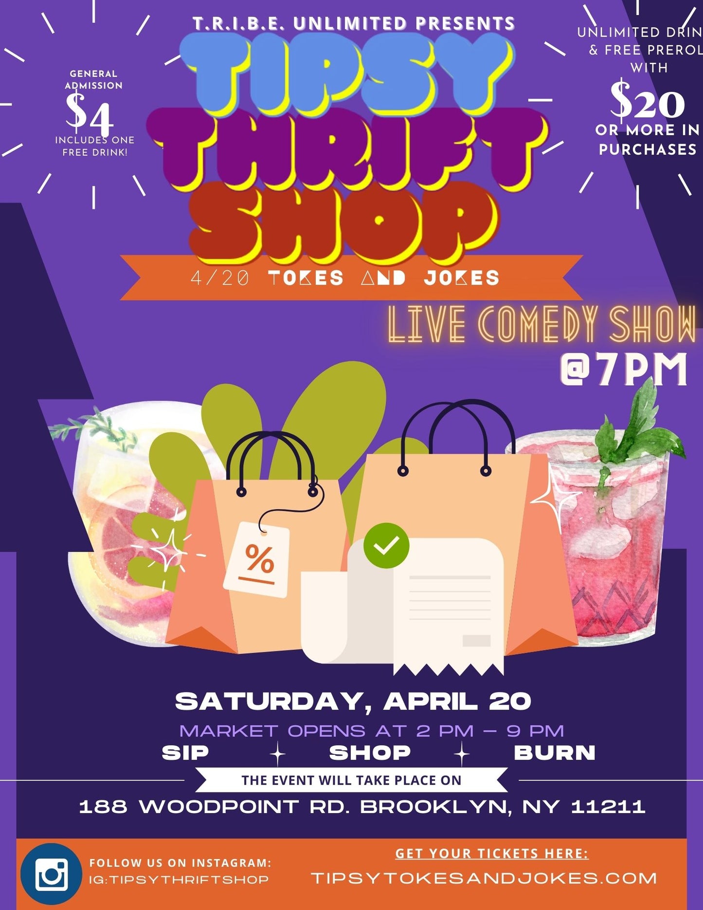Tipsy Thrift Shop: 4/20 Tokes and Jokes Tickets!